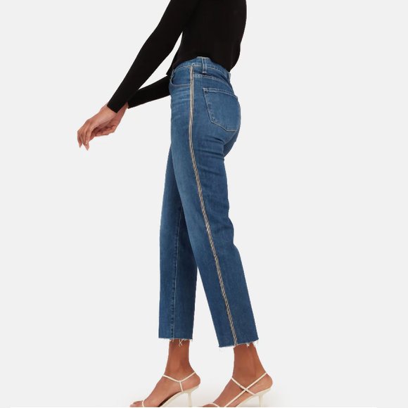 J Brand Jules High-Rise Ankle Straight Leg Embellished Urbanite Denim Jeans - Picture 6 of 14